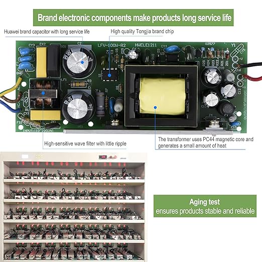 LED Driver 100 Watts 24V DC Low Voltage Transformer， Waterproof IP67 LED Power