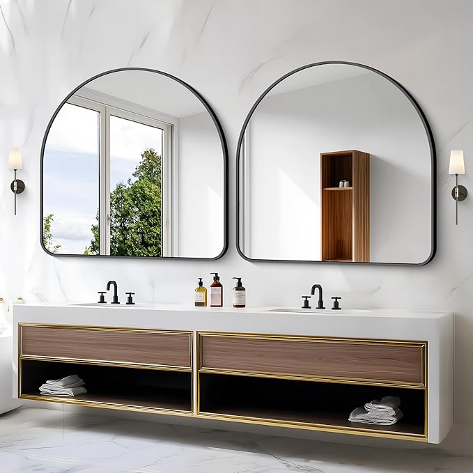 Arched Bathroom Mirror, Wall Mounted Mirror, Living Room, Hanging or Leaning