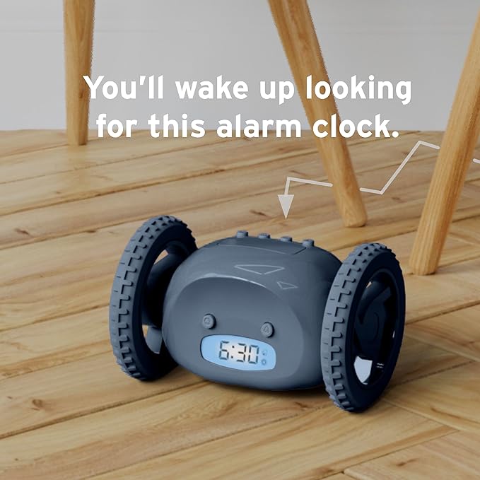 CLOCKY Extra Loud Alarm Clock for Heavy Sleepers on Wheels Rolls Runs Away