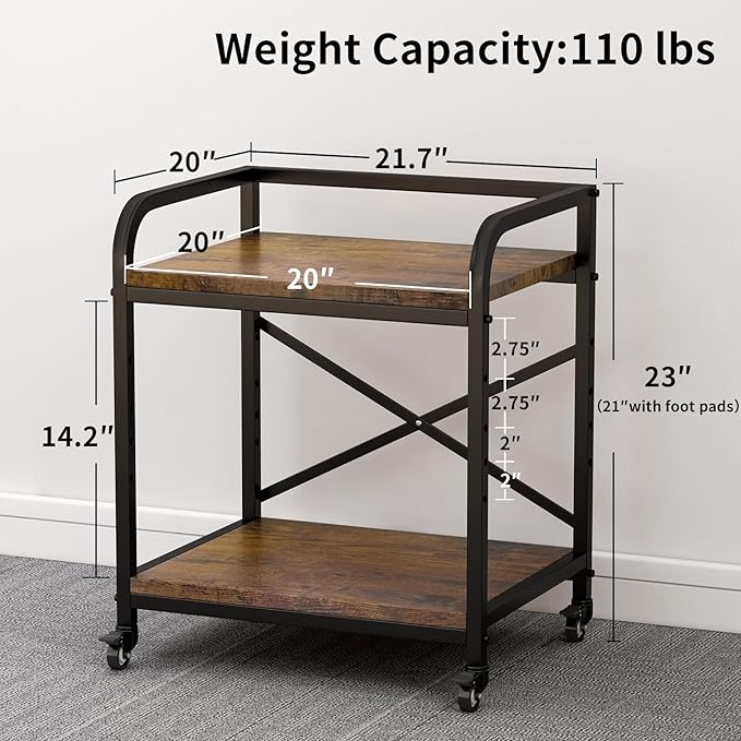 Vokumba 2 Tier Under Desk Printer Stand, Large Printer Table