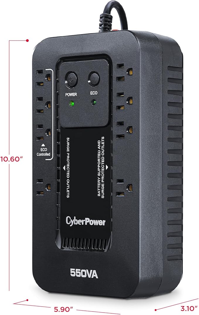 CyberPower EC550G Ecologic UPS Battery Backup and Surge Protector, 550VA/330W
