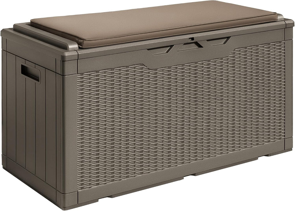 Devoko 100 Gallon Resin Waterproof Outdoor Storage Box with Cushion