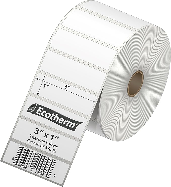 3" x 1" Thermal Labels | 6 Rolls | 15000 Labels | fits Zebra, Offnova Thermal