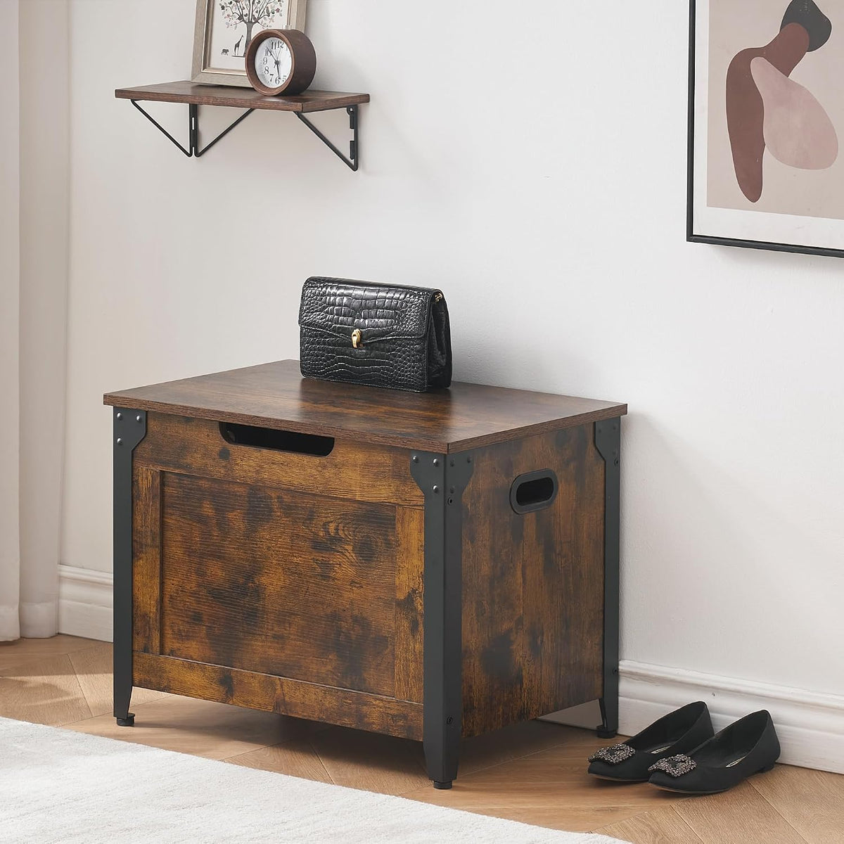idealhouse 23.6" storage bench with 2 safety hinges on a desk or shelf