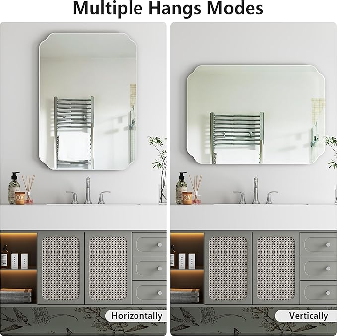 Bathroom Mirrors for Over Sink, Frameless Mirrors for Wall, 20x28 Inch Beveled