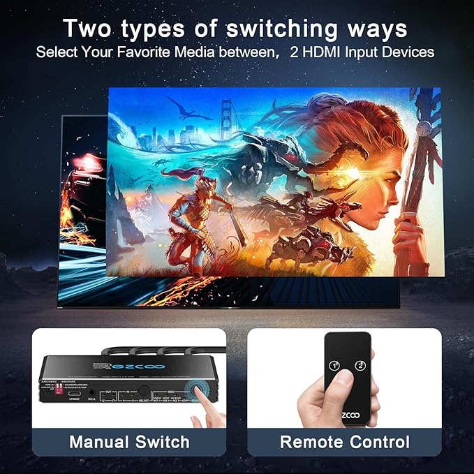 4K@120Hz HDMI 2.1 Switch 2 in 1 Out