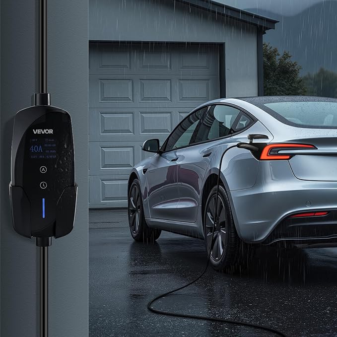 VEVOR Level 2 Tesla Charger, 40 Amp Adjustable Current, 240V Portable Home