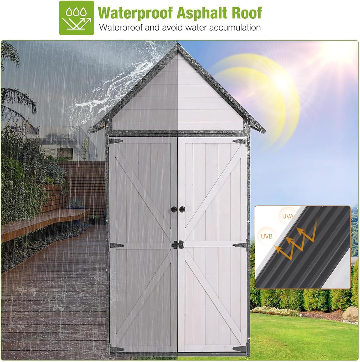 gutinneen outdoor storage shed with all around strong, side view