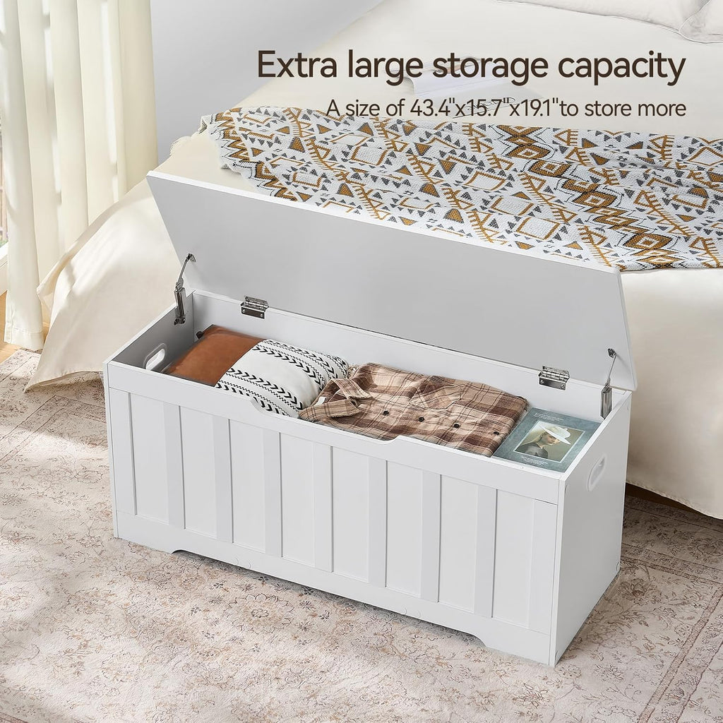 vankiley 43.3" storage chest extra large, storage bench.(white), package contents