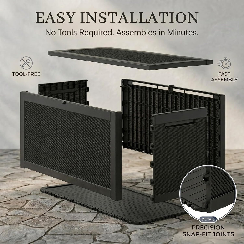 350 gallon outdoor storage box, extra-large heavy-duty waterproof, package contents