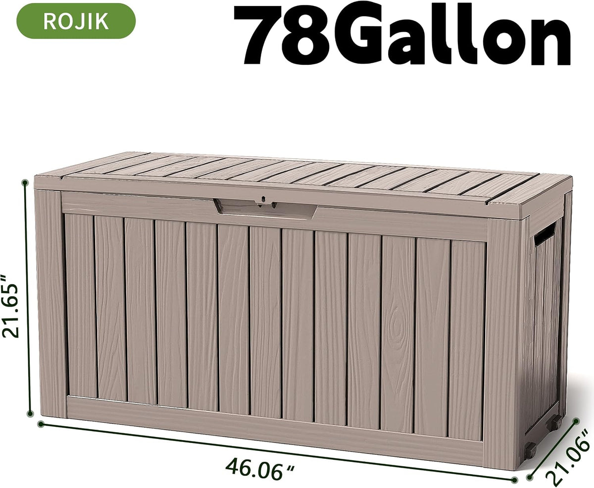 rojik outdoor storage housing deck box - waterproof, close-up detail