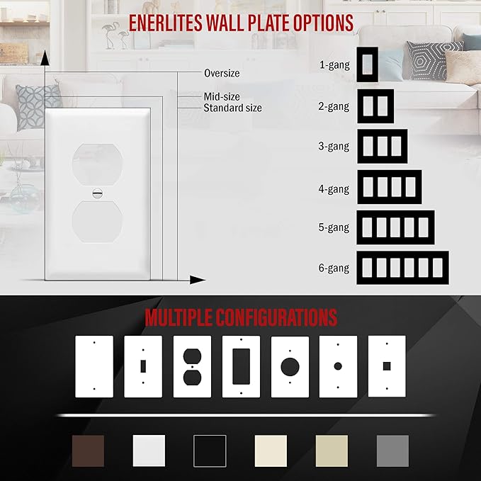 ENERLITES Duplex Wall Plates, Electrical Outlet Covers, Standard Size 1-Gang (100 Pack)