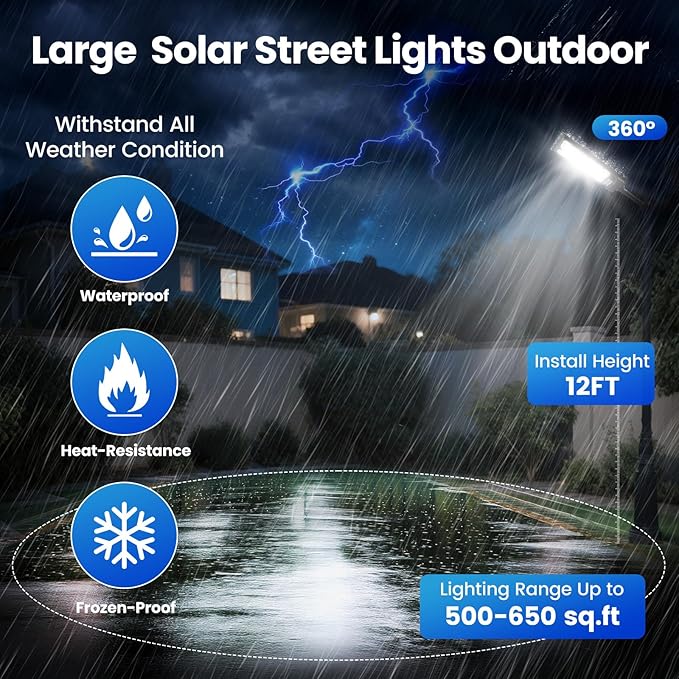 2 Pack 16" Large Solar Street Lights Outdoor Waterproof
