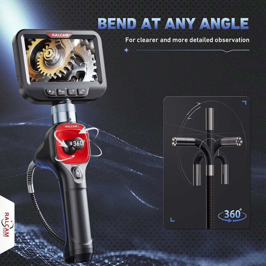 ralcam 360° articulating borescope, 6.2mm/0.24in slim probe shown in use