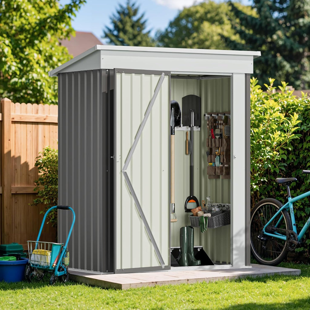 gunji 3 x 5 ft shed outdoor storage shown in use