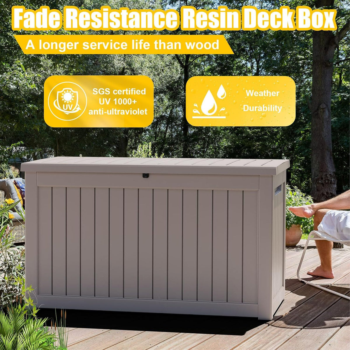rojik outdoor storage housing deck box - waterproof, close-up detail