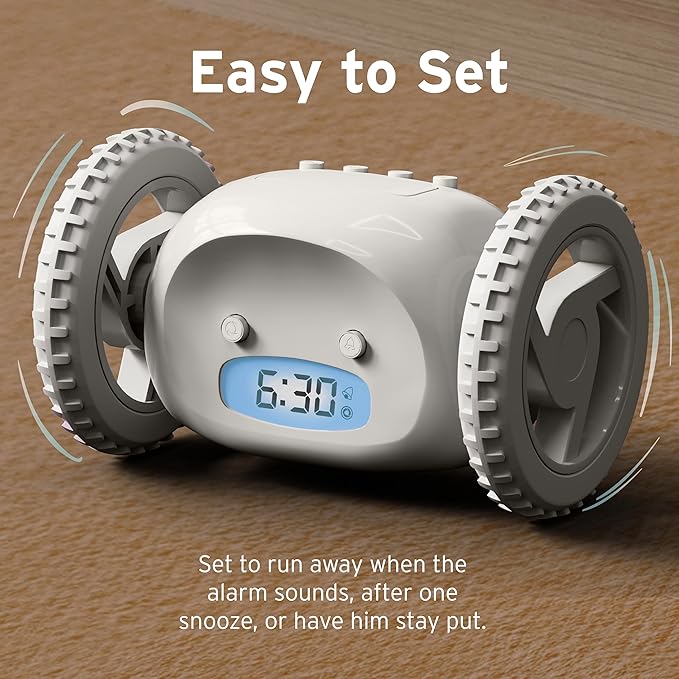 CLOCKY Extra Loud Alarm Clock for Heavy Sleepers on Wheels Rolls Runs Away