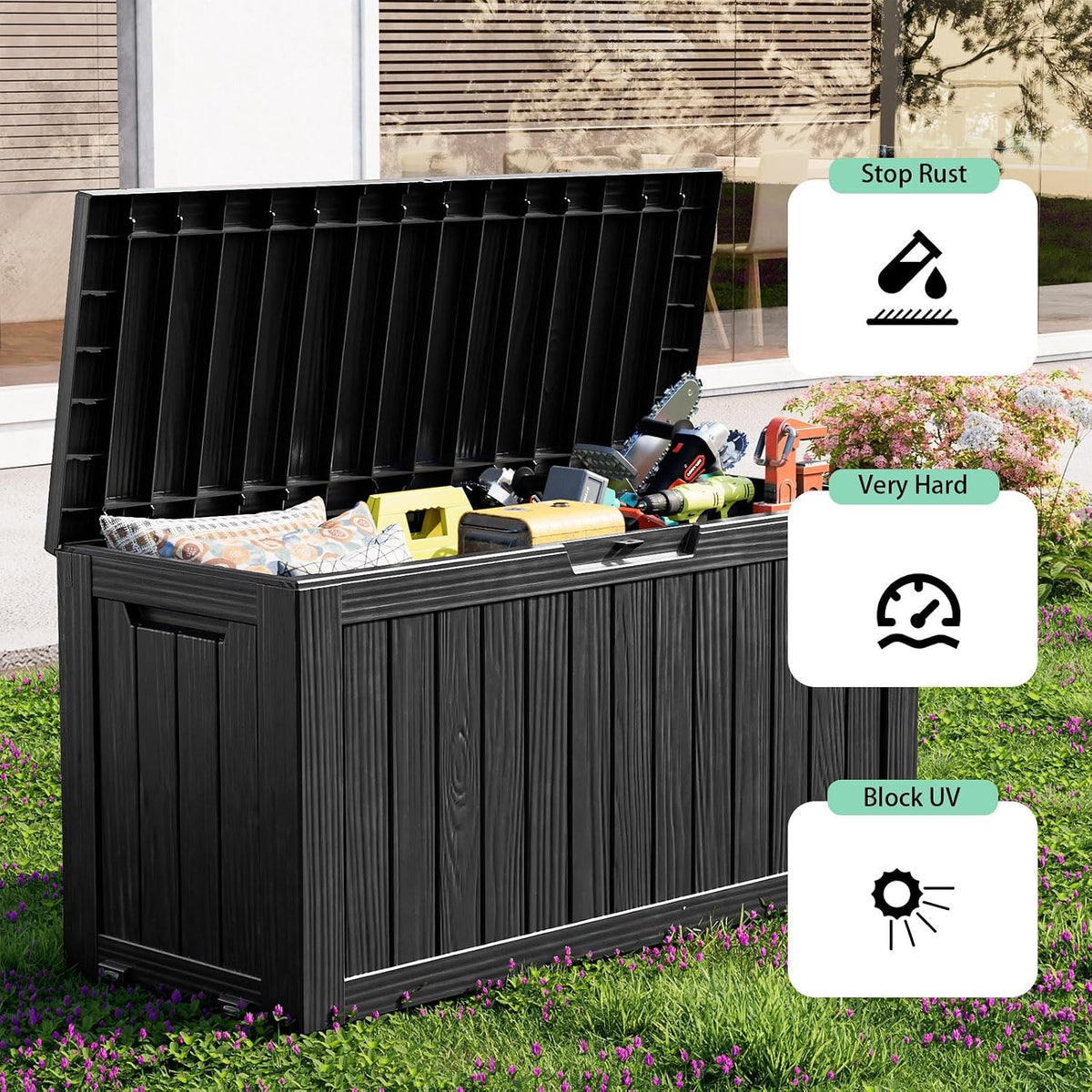 rojik outdoor storage housing deck box - waterproof, package contents