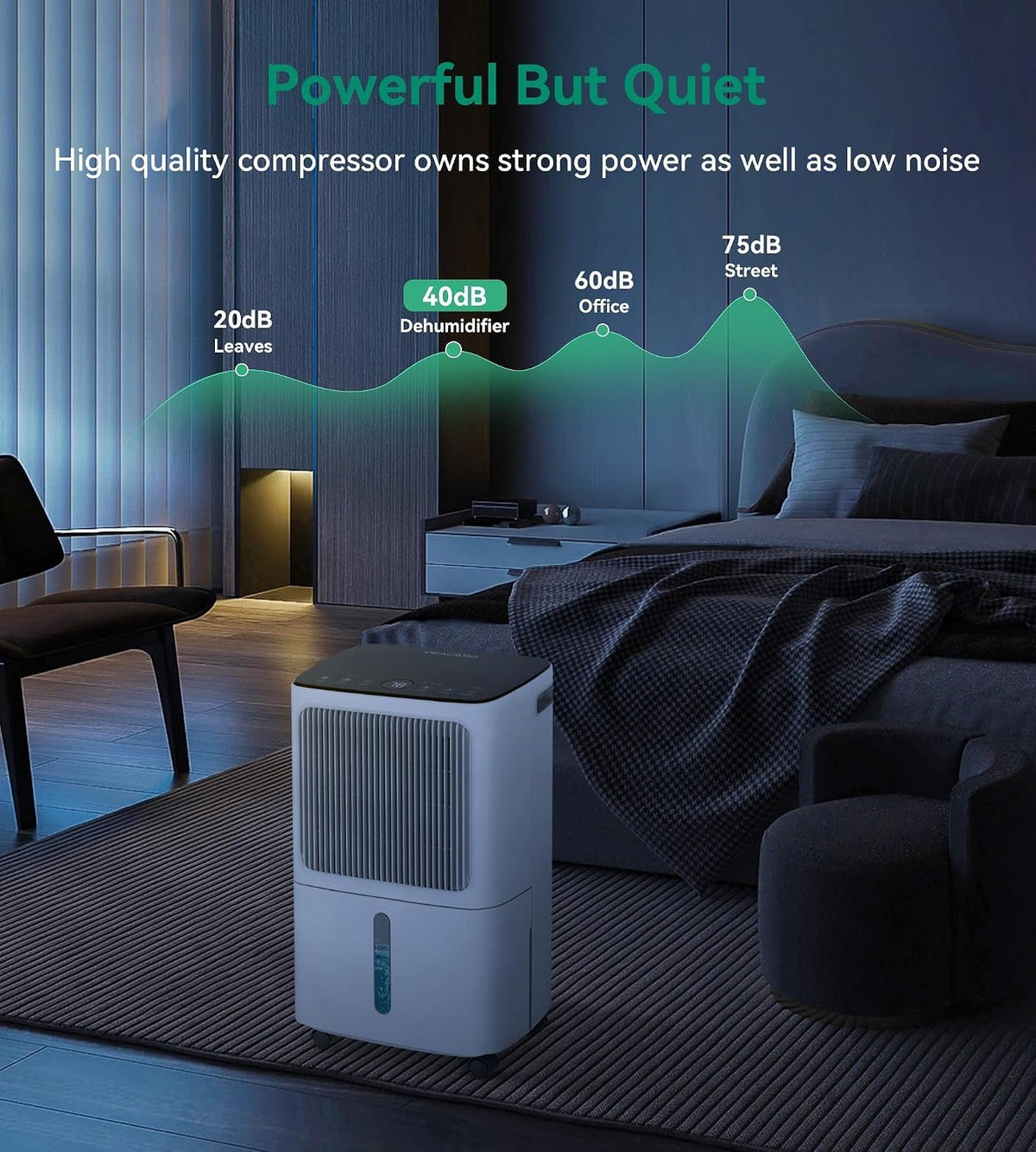 2500 sq.ft dehumidifier for basement, front angle view