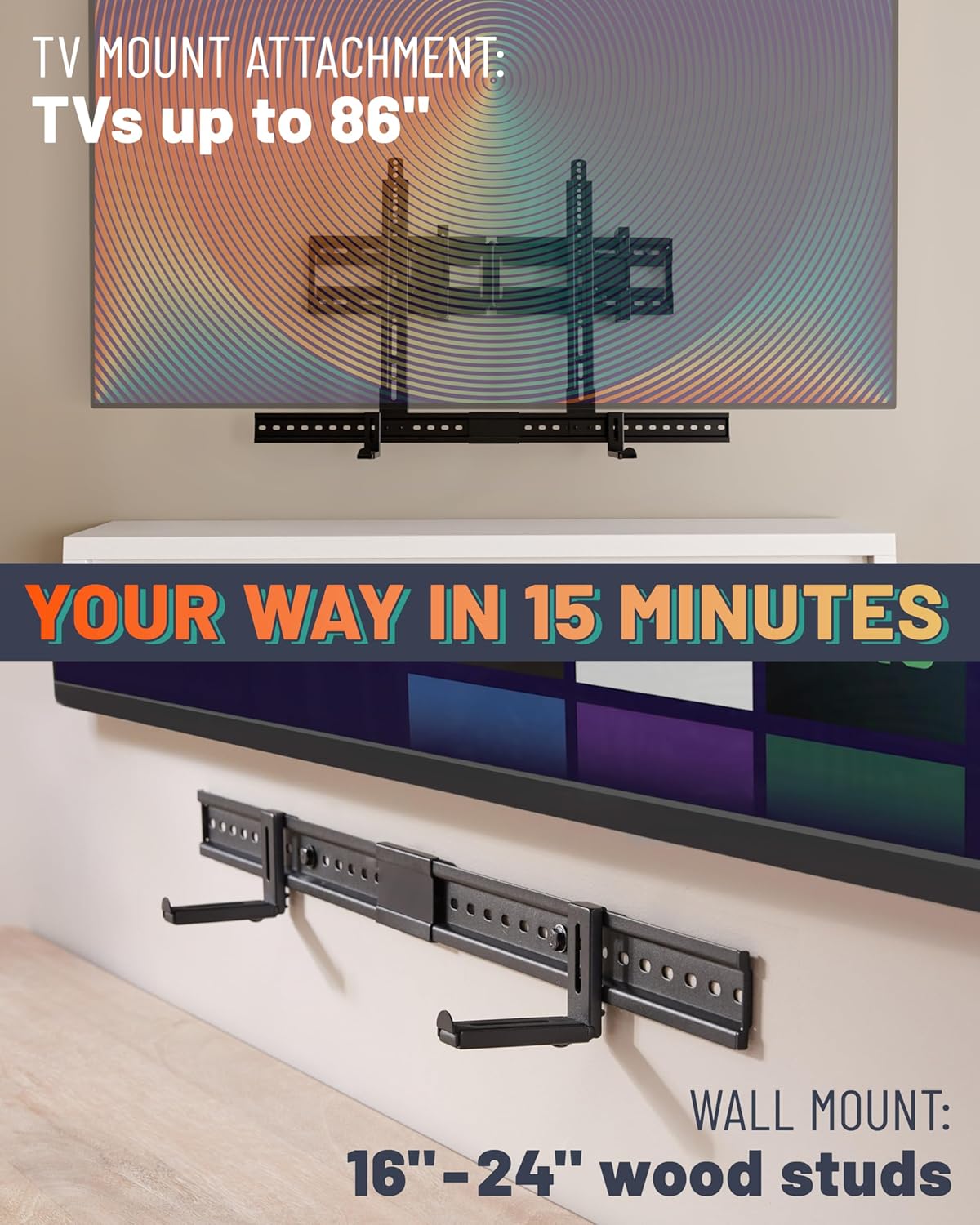 ECHOGEAR XL Soundbar Mount for Speakers up to 20lbs – Attaches to TVs up to 86”