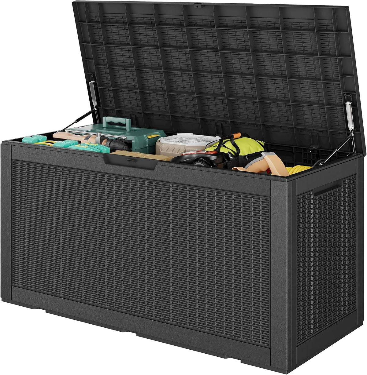 Outdoor Storage Waterproof Deck Box for Patio (100 Gallon, Black)