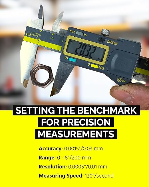 iGAGING Absolute Origin 0-8" Digital Caliper, IP54 Stainless Steel, SPC/USB
