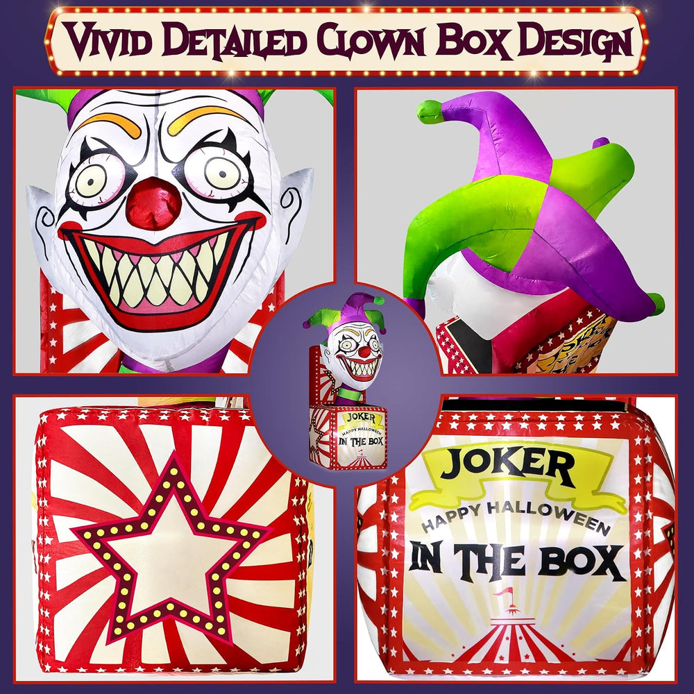 zukakii 4FT Halloween Inflatables Clown Box with Bright LED Lights, Vivid Des...