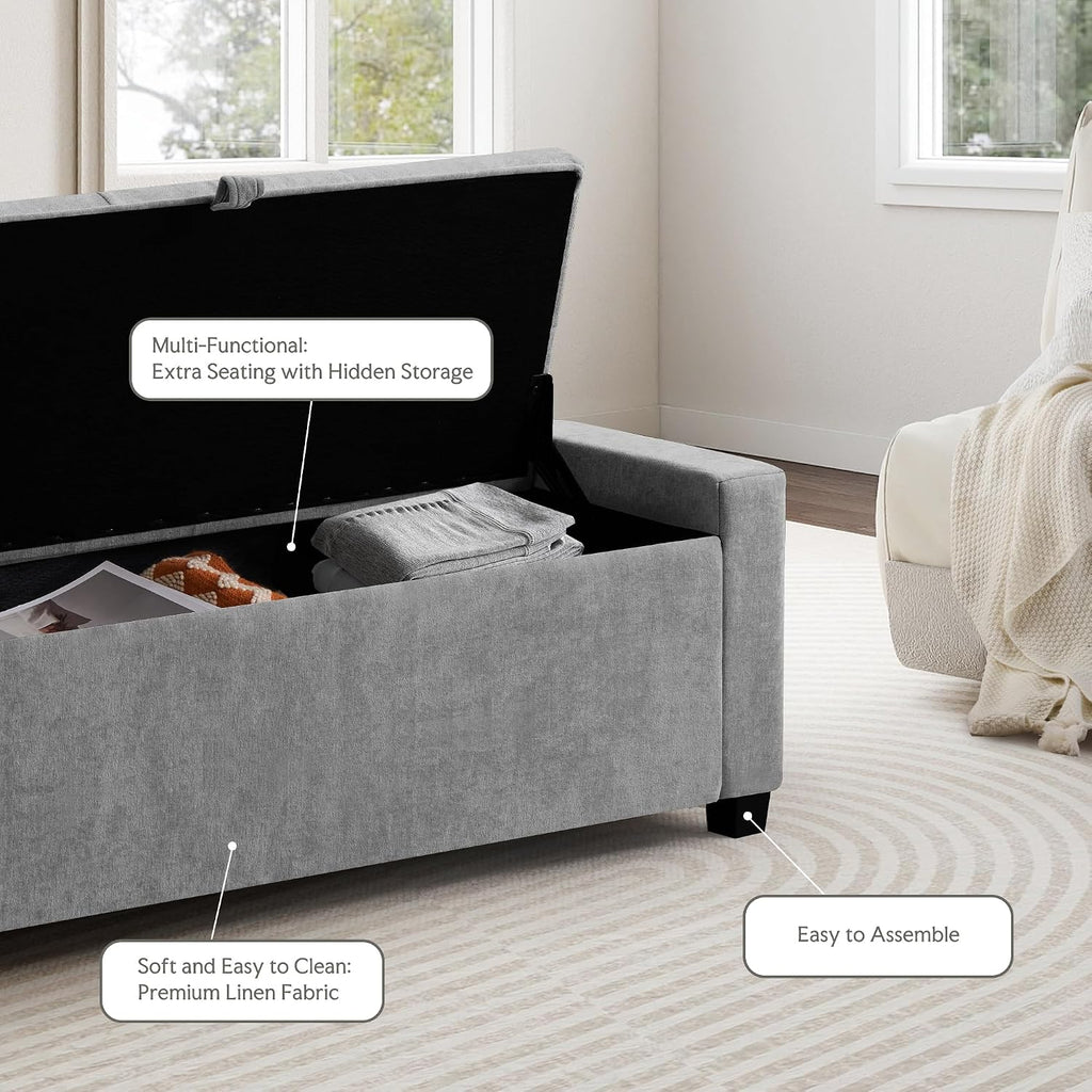 grainell 42.13” storage ottoman bench, upholstered tufted bedroom, package contents