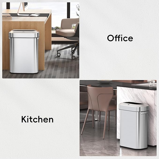 EKO Urban 16 Gallon/60 Liter Open Top Stainless Steel Slim Commercial Trash Can