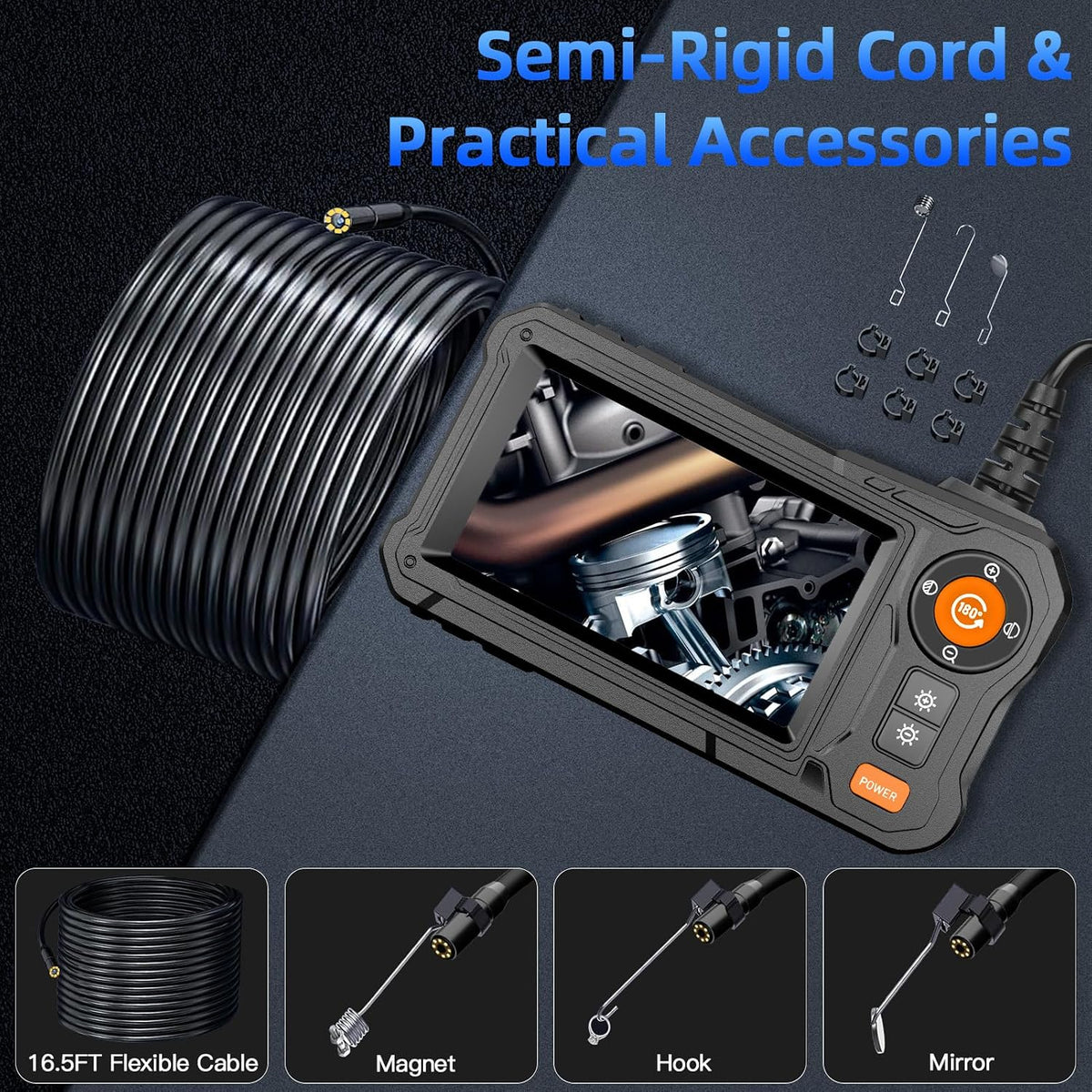 Endoscope Camera with Light for Mechanic Automotive HVAC Wall Inspection