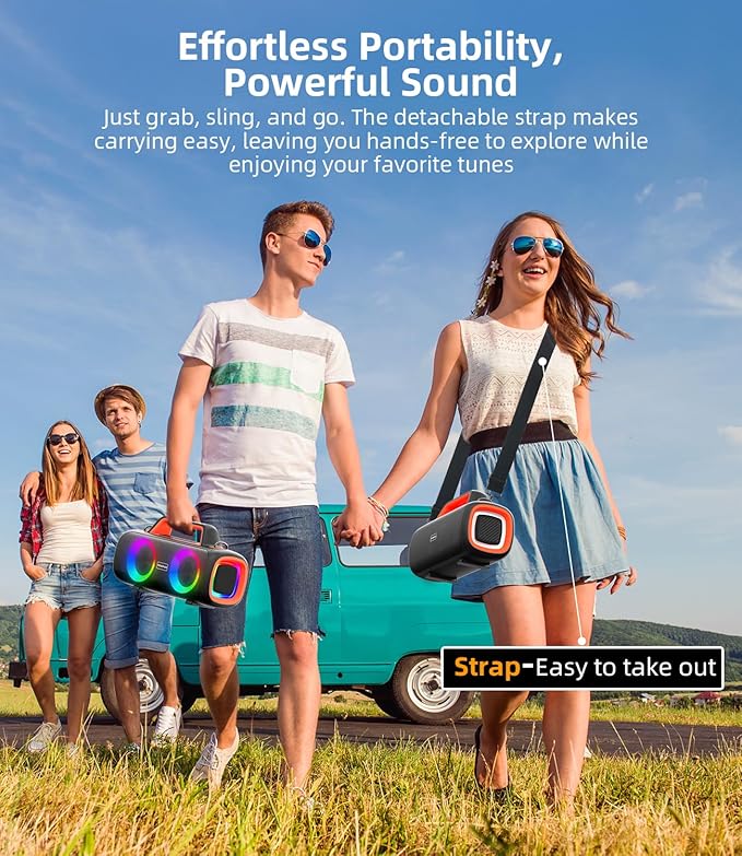 Portable Bluetooth Speaker Wireless, 140W Peak Loud Sound