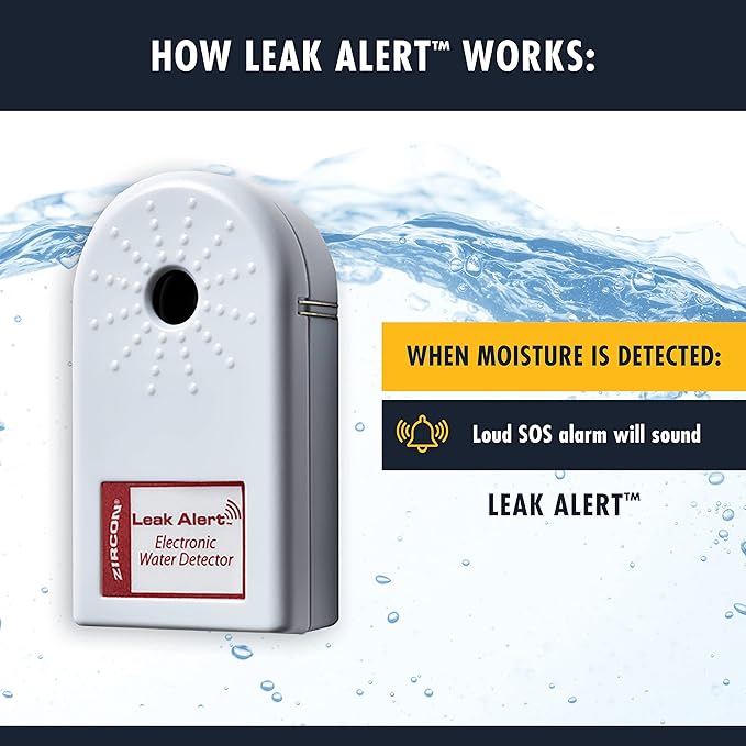 Zircon Leak Alert Water Leak Detector & Flood Sensor Alarm/Water Leak Sensor (8 Pack)