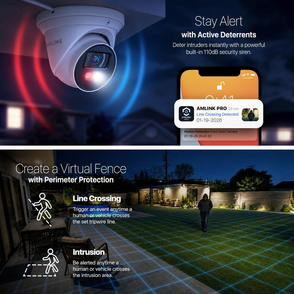 amlink 2-pack 5mp security ai ip poe camera showing dimensions