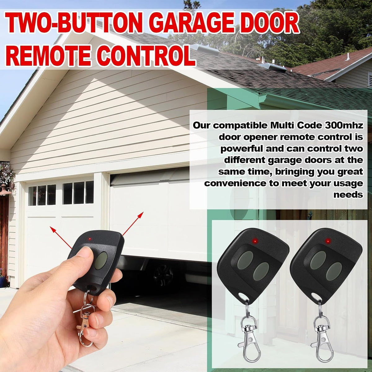 kingdder 5 pcs two button garage door remote, side view