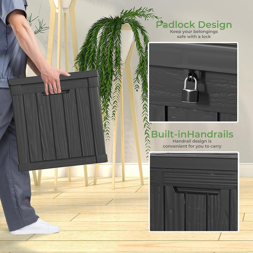 50 gallon waterproof outdoor resin deck box, lockable, package contents