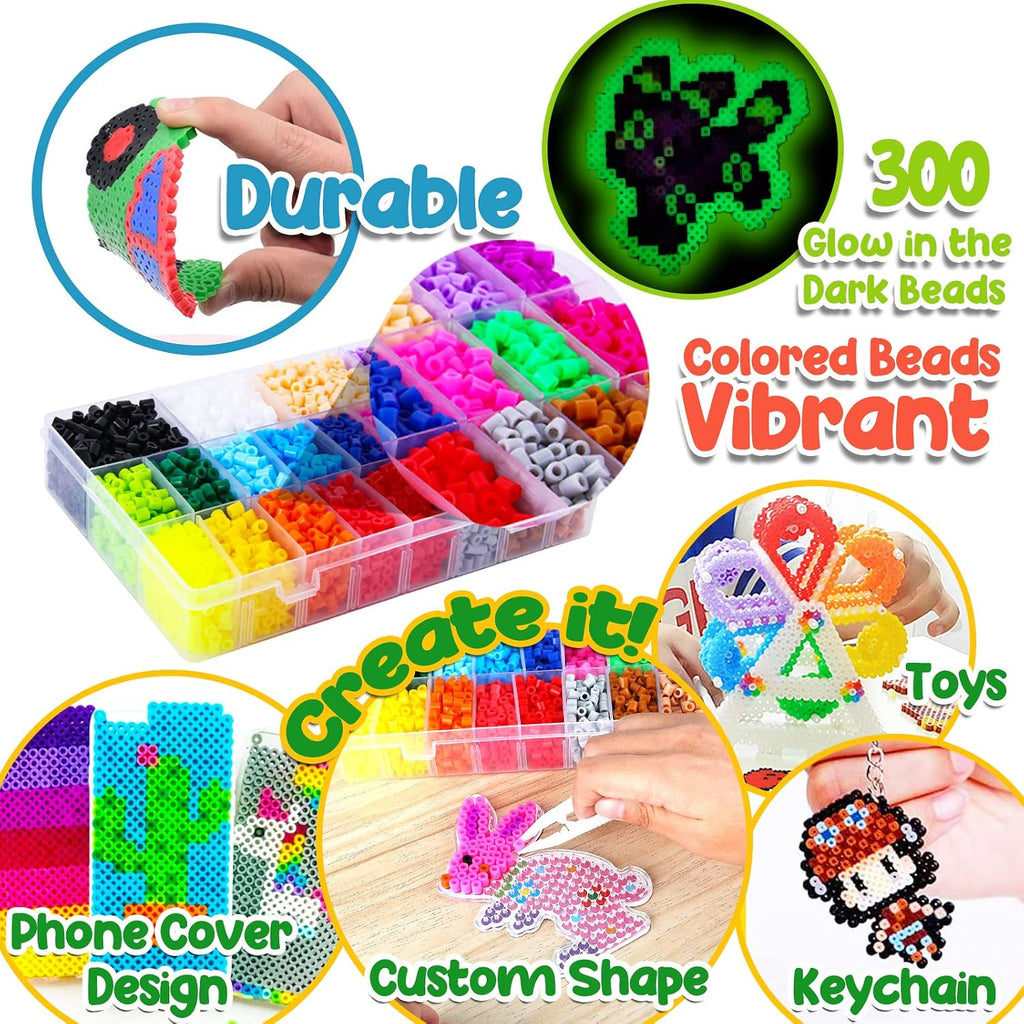 Goody King 23000pcs 5mm Fuse Beads Kit with Iron, 22 Colors 106 Patterns