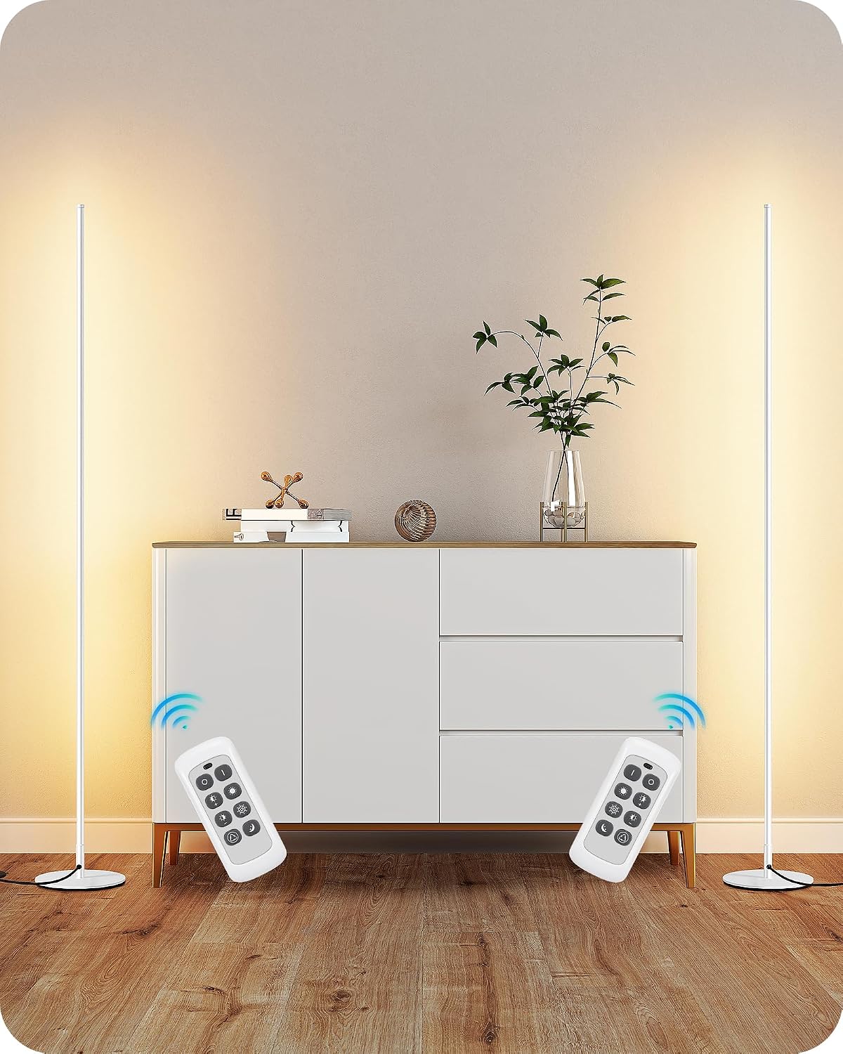 EDISHINE Minimalist LED Corner Floor Lamp (2 Pack)