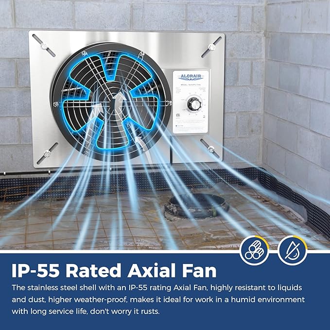 ALORAIR 540 CFM Stainless Steel Crawl Space Vent Fan