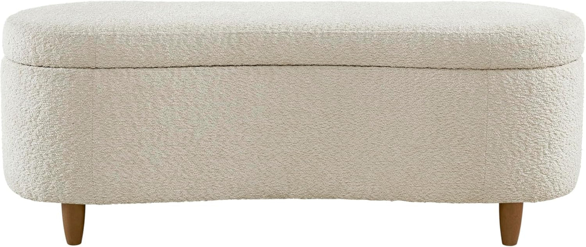Bailey Boucle-Style Curved Storage Accent Bench