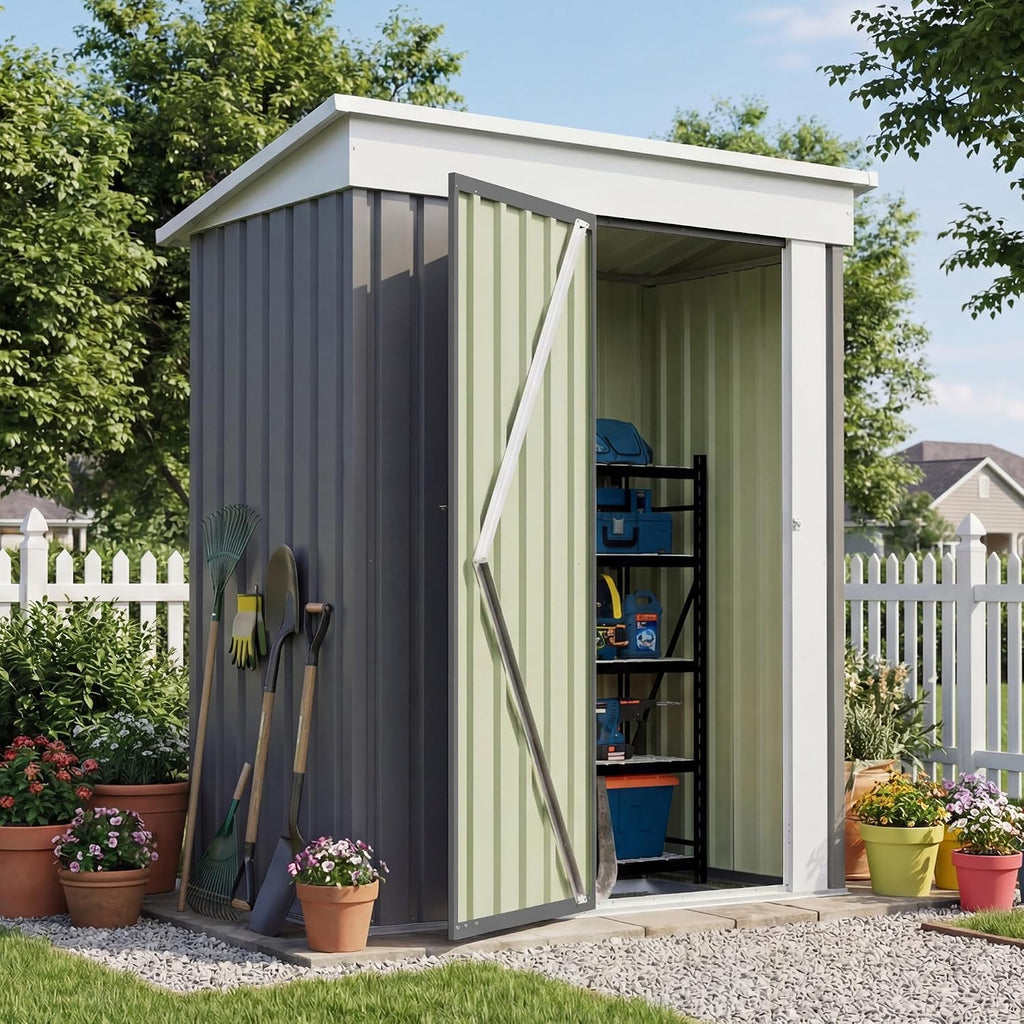 Patiowell 5x3 FT Outdoor Storage Shed with Floor Frame, Small Metal Sheds