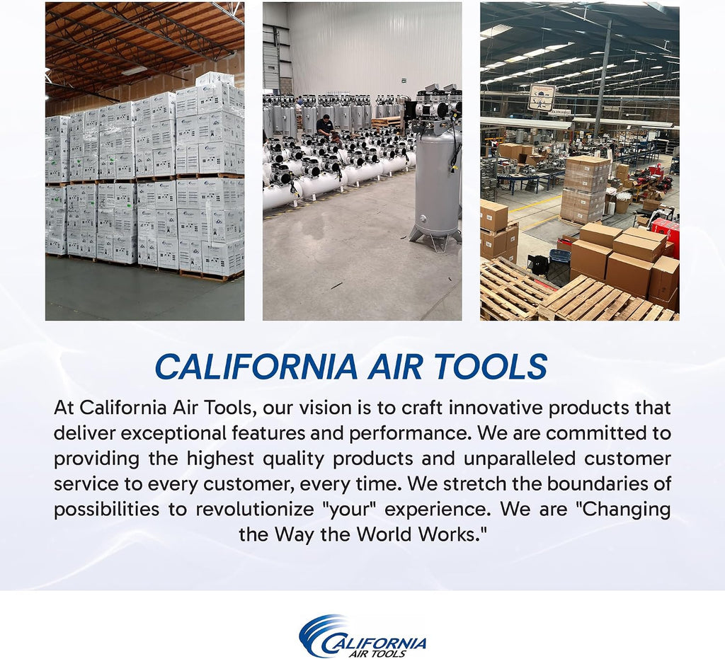 California Air Tools 20020 2.0 HP Ultra Quiet and Oil-Free Air Compressor with Wheels, 20 Gallon Tank Capacity, 70 dB Noise Level, Electric, Portable