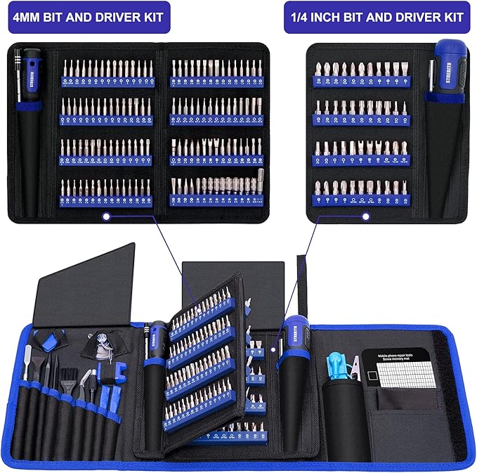 STREBITO Precision Screwdriver Set 191-Piece Multi-Bit Screwdriver 1/4 Inch Nut