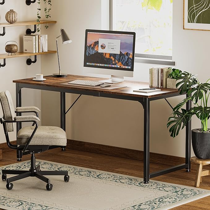 Huuger Computer Desk, 63 Inch Office Desk, Gaming Desk
