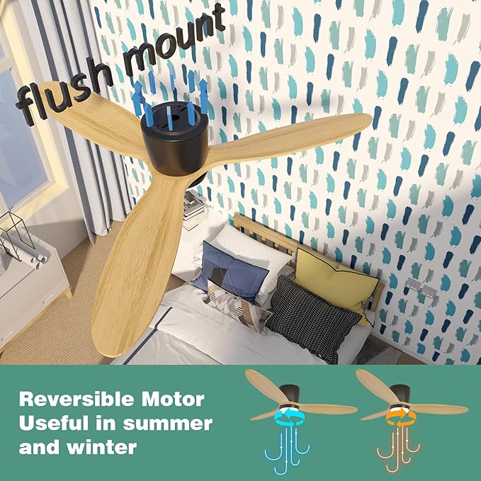 OUATER Flush Mount Ceiling Fan