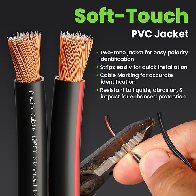 16AWG Speaker Wire, GearIT Pro Series 16 Gauge Speaker Wire Cable Great Use