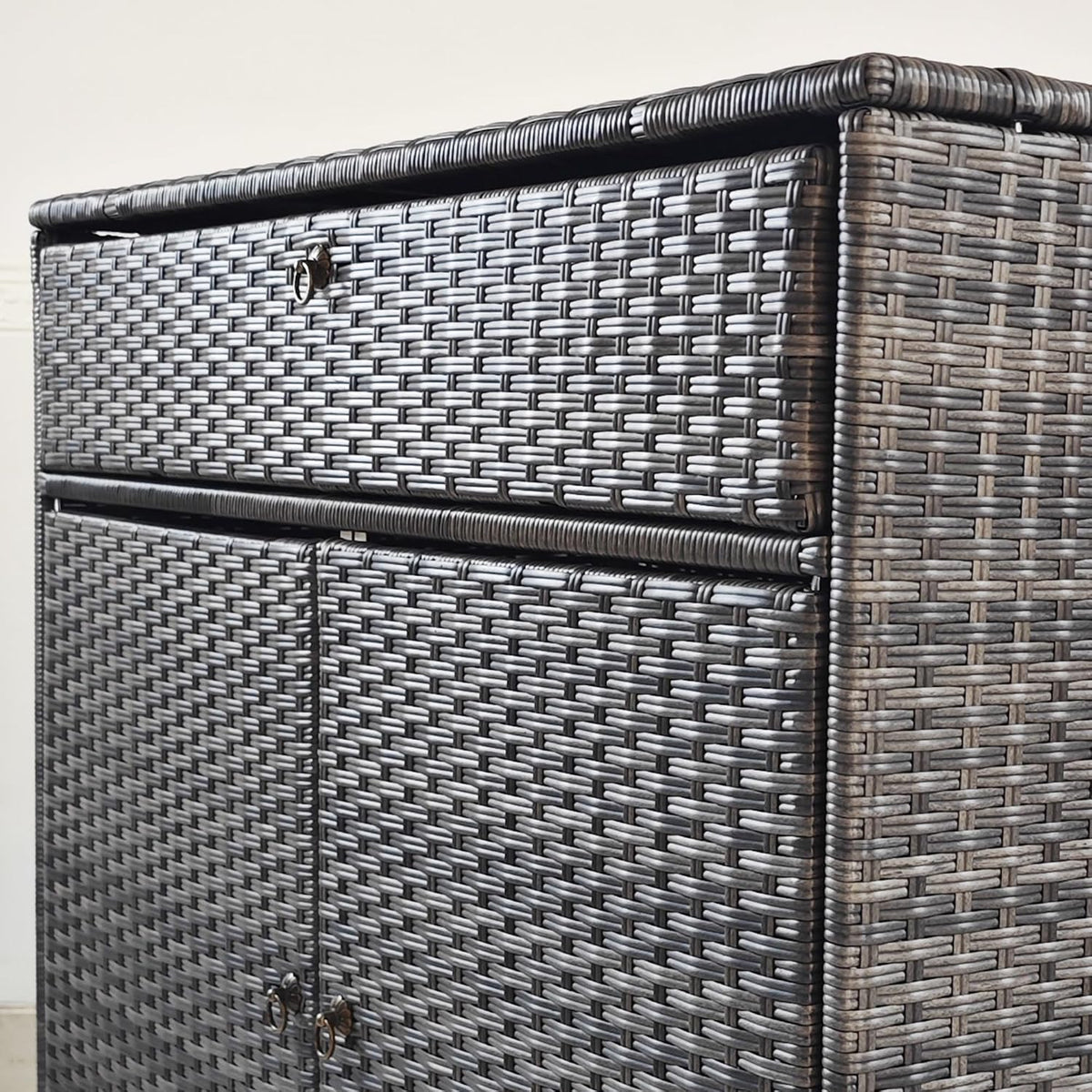 Outsunny Outdoor Storage Cabinet with Drawer Freestanding Gray