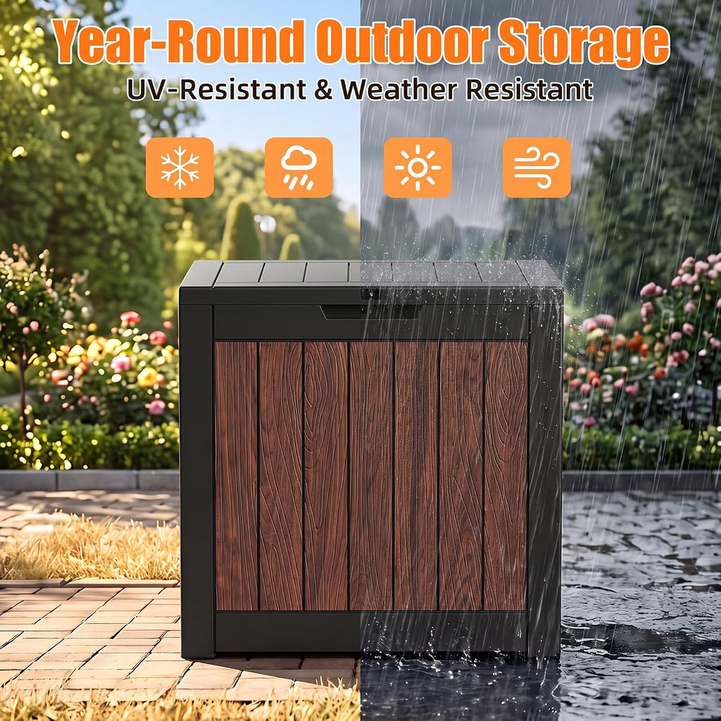 vixzen 35 gallon deck boxes outdoor waterproof, lockable, side view