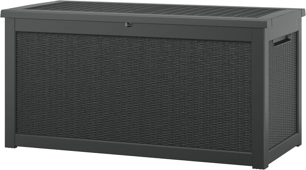 340 Gal Deck Box, Outdoor Storage Box Waterproof Lockable, Gas Lift,Black