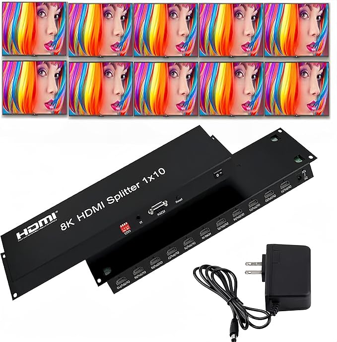 8K HDMI Splitter 1×10 HDMI2.1 Replicator Distributor 1 in 10 Out Affordable