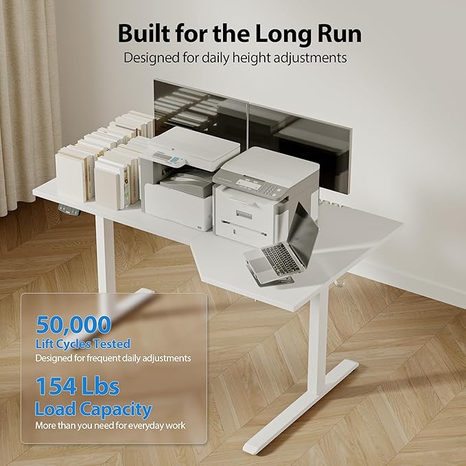 Agilestic Electric Standing Desk, L-Shaped 59 Inches Height Adjustable Desk